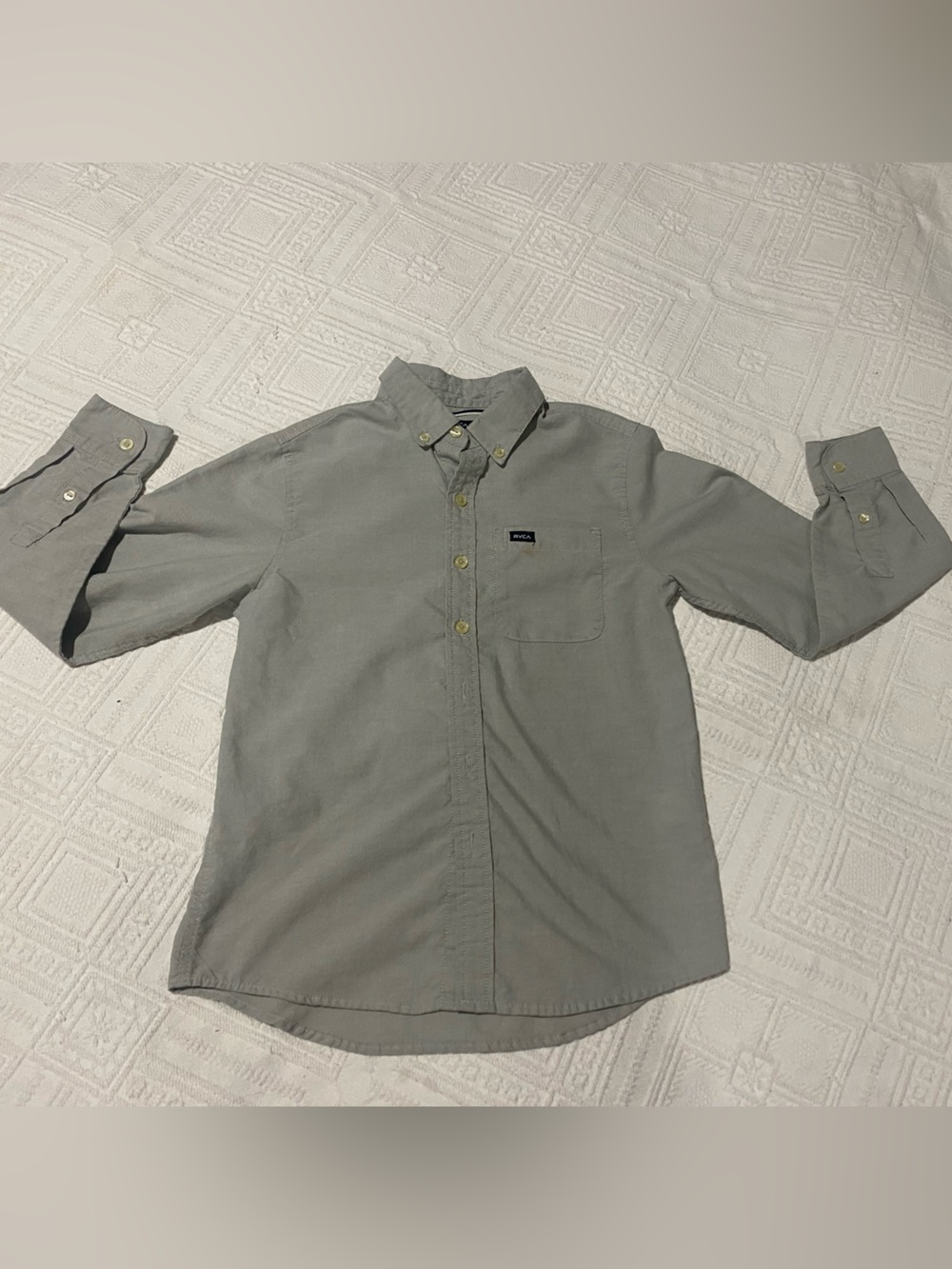 RVCA Light Gray Button-Front Shirt Jacket
